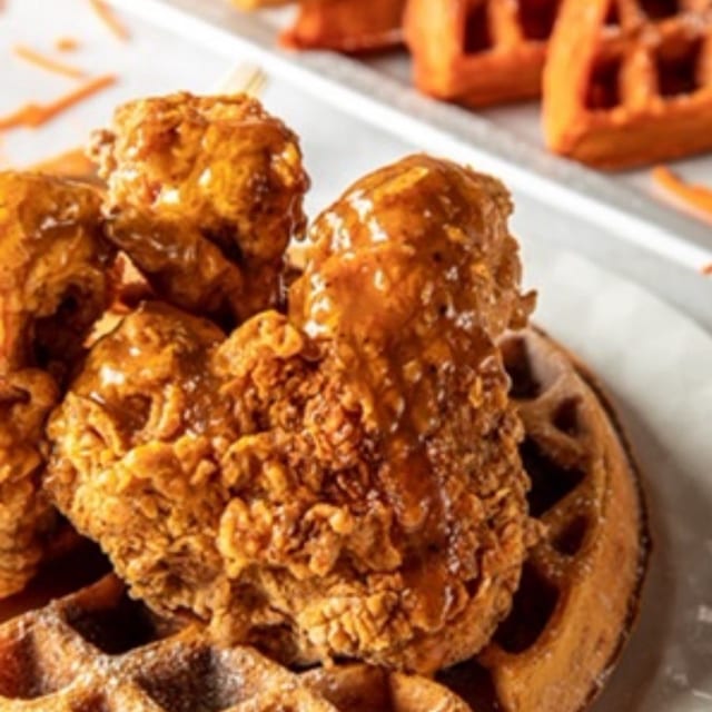 Chicken and Carrot Cake Waffle.